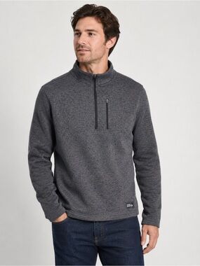 Eddie Bauer Quarter Zip Fleece Pullover Men’s Medium Gray Lightweight Sweater